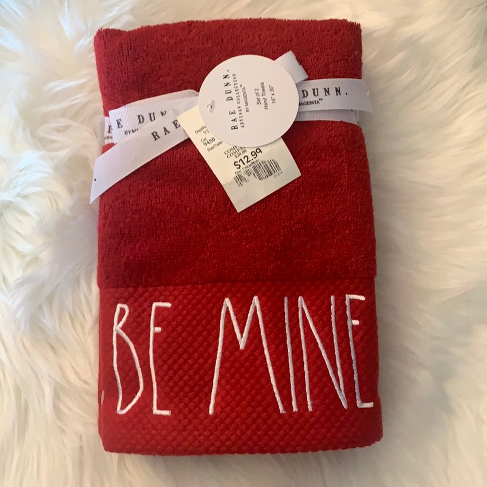 Rae Dunn BE MINE set of 2 hand towels